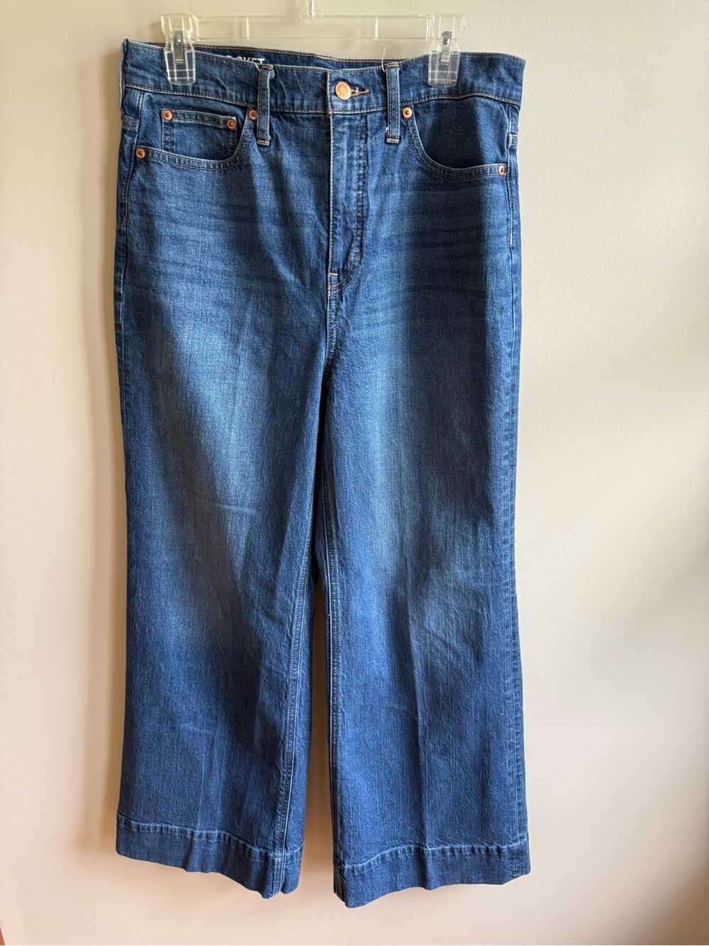 J. Crew Five Pocket Wide Leg Trouser Medium Wash Jeans, size 30 inseam 31 - Picture 3 of 14